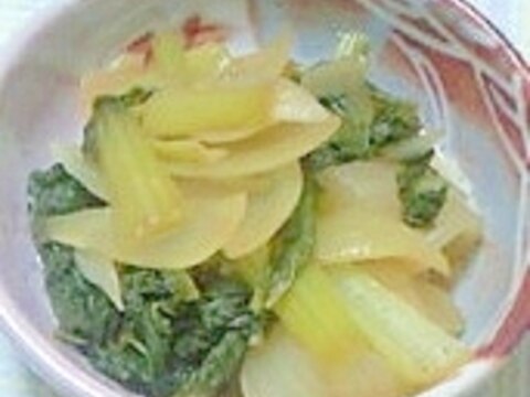 小松菜と玉ねぎの蒸し煮